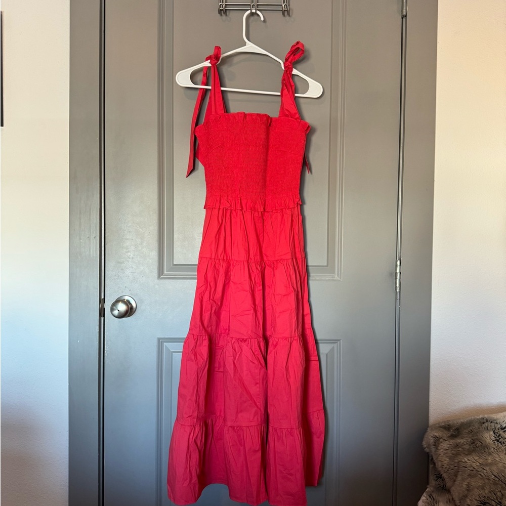 Tuckernuck Bright Red Smocked Dress